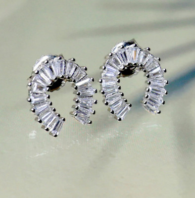 Mel Jewels Crystal Loop Luxe 925 Sterling Silver Studs Silver Stud Earring