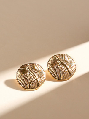 Priyaasi Statement Hammered Style Gold Plated Stud Design Earrings Brass Stud Earring