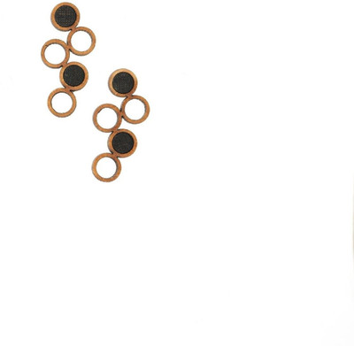 Whe Black and Brown Unity Repurposed Fabric and Wood Earring Wood Ear Thread