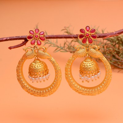 Tanusha Jewels Gold Plated Jhumki Earrings For Women & Girls Crystal Brass Jhumki Earring
