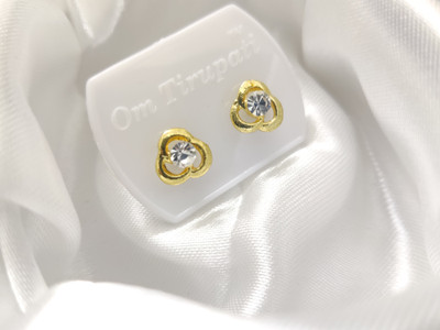 Lovemi Movements Crystal Floral Stud Earrings, Gold-Plated, White Stone Centre Stainless Steel Stud Earring