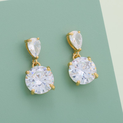 Kushal's Fashion Jewellery White Gold-Plated Party Zircon Drop Earring Zircon Copper Drops & Danglers