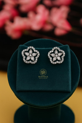 MAVRAA Mavraa Sparkling Floral Diamond Stud Earrings for Women & Girls Cubic Zirconia Alloy Stud Earring