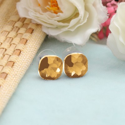 Jewelgenics Silver-Plated Yellow Crystal Studs Earrings Crystal Alloy Drops & Danglers, Stud Earring