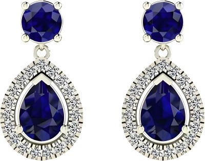 Sapphire365 Sapphire Halo Dangle Earrings for women and Girls, Office,Casual,Special moments Cubic Zirconia Sterling Silver Drops & Danglers