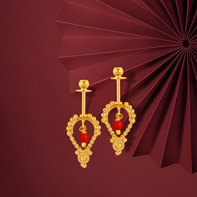 Drashti Collection Traditional Micron Plated Maharashtrian Look Bugadi earrings Brass Ear Thread
