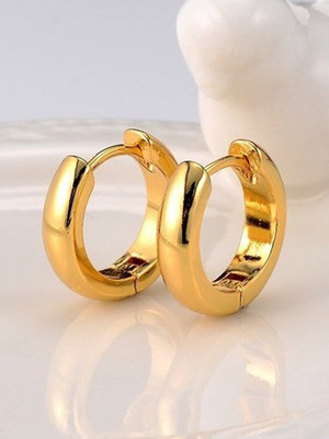 VAGHBHATT Copper Alloy Hoop Earrings - Korean Simple Hoop Earring Women Fashion Jewelry Stainless Steel Drops & Danglers