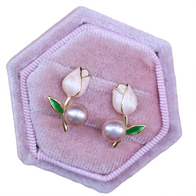 Freebies Rose Pearl Accent – Stylish Party Wear Metal Drops & Danglers
