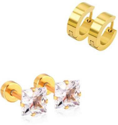 Neerajj Stylish & Trendy Cubic Zirconia Metal, Sterling Silver, Stainless Steel Stud Earring