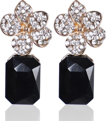 La Belleza Flower Design Black Dangler Crystal Alloy Drops & Danglers