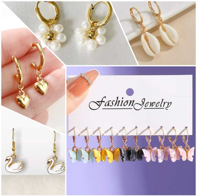 ELCETRATD JEWELLERY Shimmering beautiful pack of 9 earrings combo for women and girls Crystal Alloy Earring Set