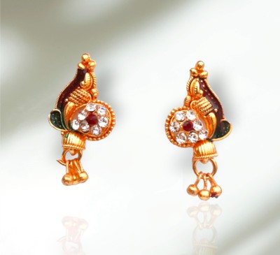 aasiyaenterprises Traditional & Stylish fancy party wear Ethnic Golden alloy Buti Earring Alexandrite Alloy Drops & Danglers