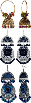 alysa Combo Pack of 3, Jhumka/Jhumki Earrings for Women & Girls Alloy Jhumki Earring
