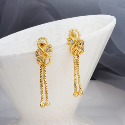 dearknot Traditional Earrings For Women And Girls Cubic Zirconia Brass Stud Earring