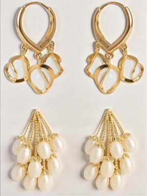 RAPPERSSHOP Korean Drop Earring combo set Cubic Zirconia Alloy Drops & Danglers, Earring Set, Stud Earring, Jhumki Earring