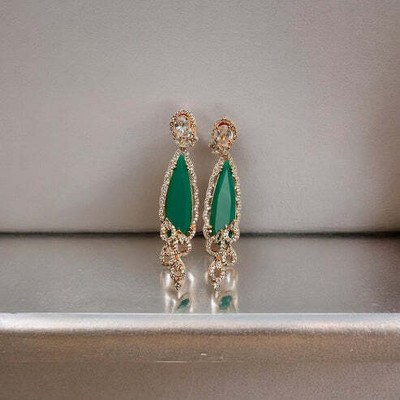Opal Touch Dazzling Twilight Drops Earrings Cubic Zirconia Brass Stud Earring