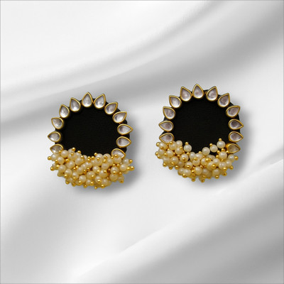 The Sej Creation yellowkundan Wood Stud Earring