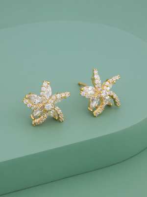 Kushal's Fashion Jewellery White Gold-plated Party Zircon Trendy Stud Earring Zircon Copper Stud Earring