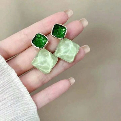 ADORNITY Stylish Glossy Geometric Stone Drop Earrings For Women Girls Western Jewellery Crystal Alloy Drops & Danglers
