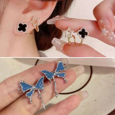 estailo fashion Dazzle Butterfly Chain Earrings Alloy Earring Set