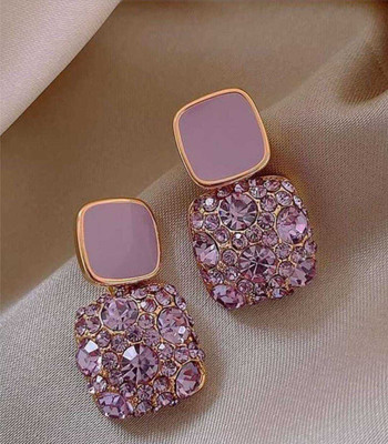 EARIC PEAL Western Style square diamond stud Korean Earrings for Women Alloy Stud Earring Cubic Zirconia Alloy Stud Earring