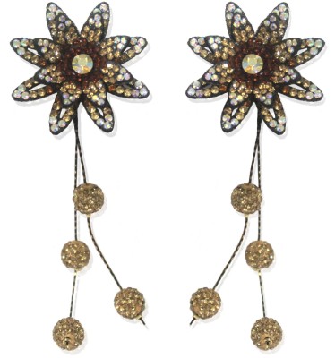 La Belleza Golden Flower Drops Zircon Alloy Drops & Danglers, Tassel Earring