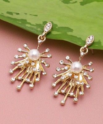 SOHI Gold Plated Party Designer Stone and Pearls Drop Earring For Women Alloy Drops & Danglers