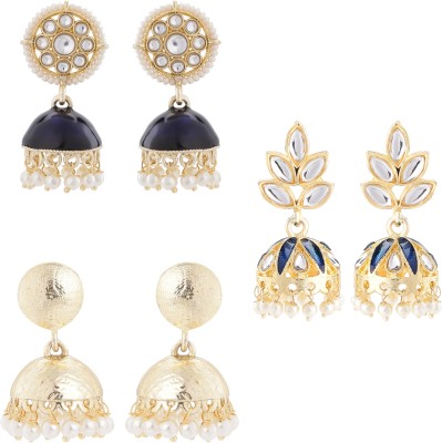 Stefan Combo of 2 Pairs of Traditional Dangler Earrings Crystal Alloy Drops & Danglers