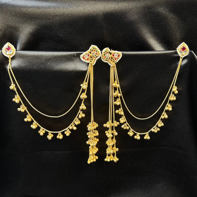 Banarashe Kashmiri Long Chain Alloy Jhumki Earring