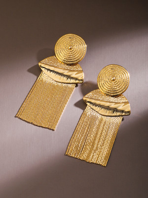 Rubans Voguish Rubans Voguish 22K Gold-Plated Bold Statement Tassel Drop Earrings Brass Drops & Danglers