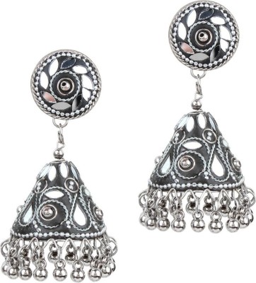 shivay Black Oxidised Mirror Stud Earrings_Ramadan Special Alloy Jhumki Earring