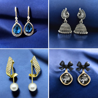 jwelric Stunning Crystal & Pearl Earrings - Add a Touch of Glamour Alloy, Crystal Plug Earring