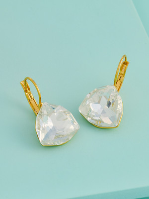 Kushal's Fashion Jewellery White Gold-Plated Party Trendy Zircon Balis Zircon Copper Hoop Earring