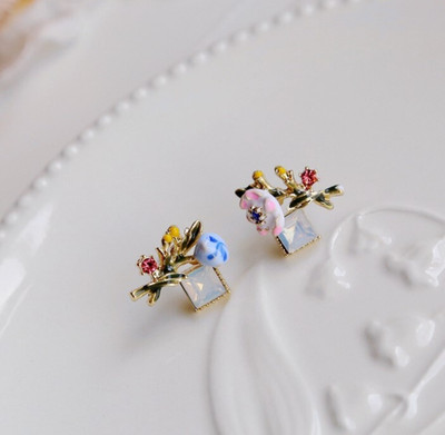 AKISON JEWELS Flower Earrings For Women Floral Earrings For Women Korean Earrings Crystal, Diamond, Cubic Zirconia Alloy Earring Set, Stud Earring