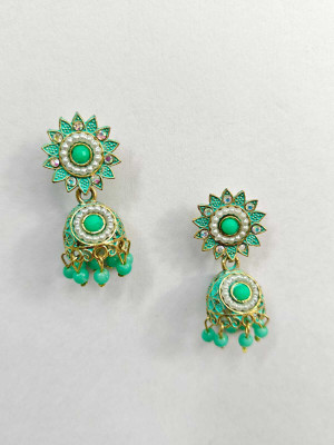 GM Enterprises 1001-Traditional Moti Stones Unic Design Jhumki Earring For Women Pearl Alloy Jhumki Earring, Chandbali Earring