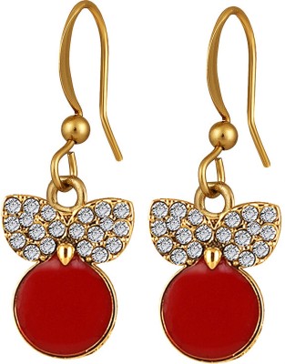 mahi Red Meenakari Work and Crystals Cute Earrings Crystal Alloy Drops & Danglers