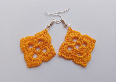 SRco Atractive yellow color silk material handmade crochet traditional earring Silk Dori Earring Set