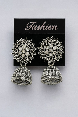 KarishmaCrafts Oxidized Jhumki Earrings for Women Party Wear Traditional Ethnic Jewelry Crystal Alloy Jhumki Earring