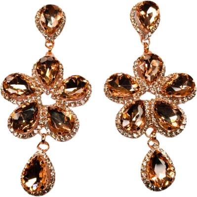 ROYAL VIBES Beautiful Designer Fancy Brass Cubic Zirconia Teardrop Earrings Set Cubic Zirconia Brass Earring Set