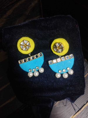 Lavanya RatNam Fabric Earring Wood Drops & Danglers