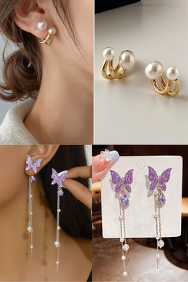 kurm shop Stylish Stud Earrings Combo Set for Women & Girls Cubic Zirconia Alloy, Brass Stud Earring, Earring Set