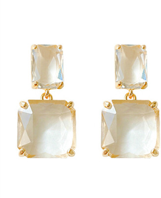YELLOW CHIMES White Color Clear Crystal Geometric Shape Stud Drop Earrings Crystal Metal Drops & Danglers