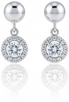 Lakhdatar and Sons Jewellers Elegant 925 Sterling Silver Princess-Cut Drop Earrings Cubic Zirconia Sterling Silver Stud Earring