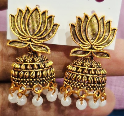 SAKETHAM Silver peacock duet Alloy Jhumki Earring