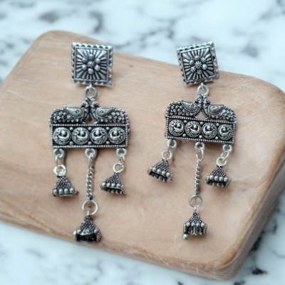 Blubby Traditional Oxidised Black Metal Stud Earring, Hoop Earring, Jhumki Earring, Chandbali Earring, Earring Set, Plug Earring