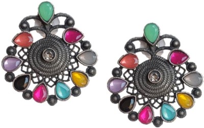 Muccasacra Popular Black Metal collection Multicolour Office n Partywear Beads, Crystal Alloy, Metal, Stone Stud Earring
