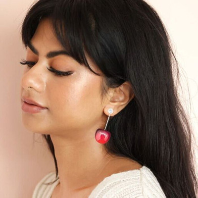 PTwoCreator Western Cherry Earrings With Premium Jewellery Box Pearl Alloy Drops & Danglers