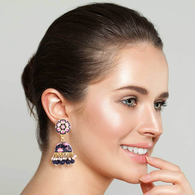 alysa Bridal Wedding Traditional Silver Pearl Jhumkas/Jhumka/Jhumki Earrings For Women Brass Jhumki Earring