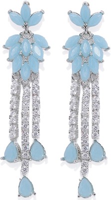 mahi Delightful mint blue crystals dangler earrings Crystal Alloy Drops & Danglers