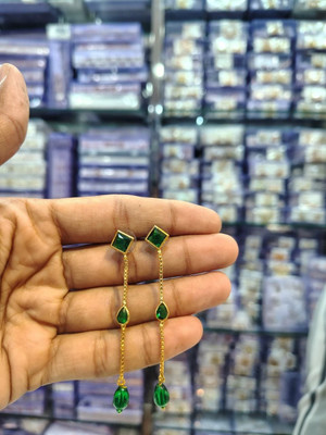 MK Gallery AD single green sui dhaga earring Brass Earring Set